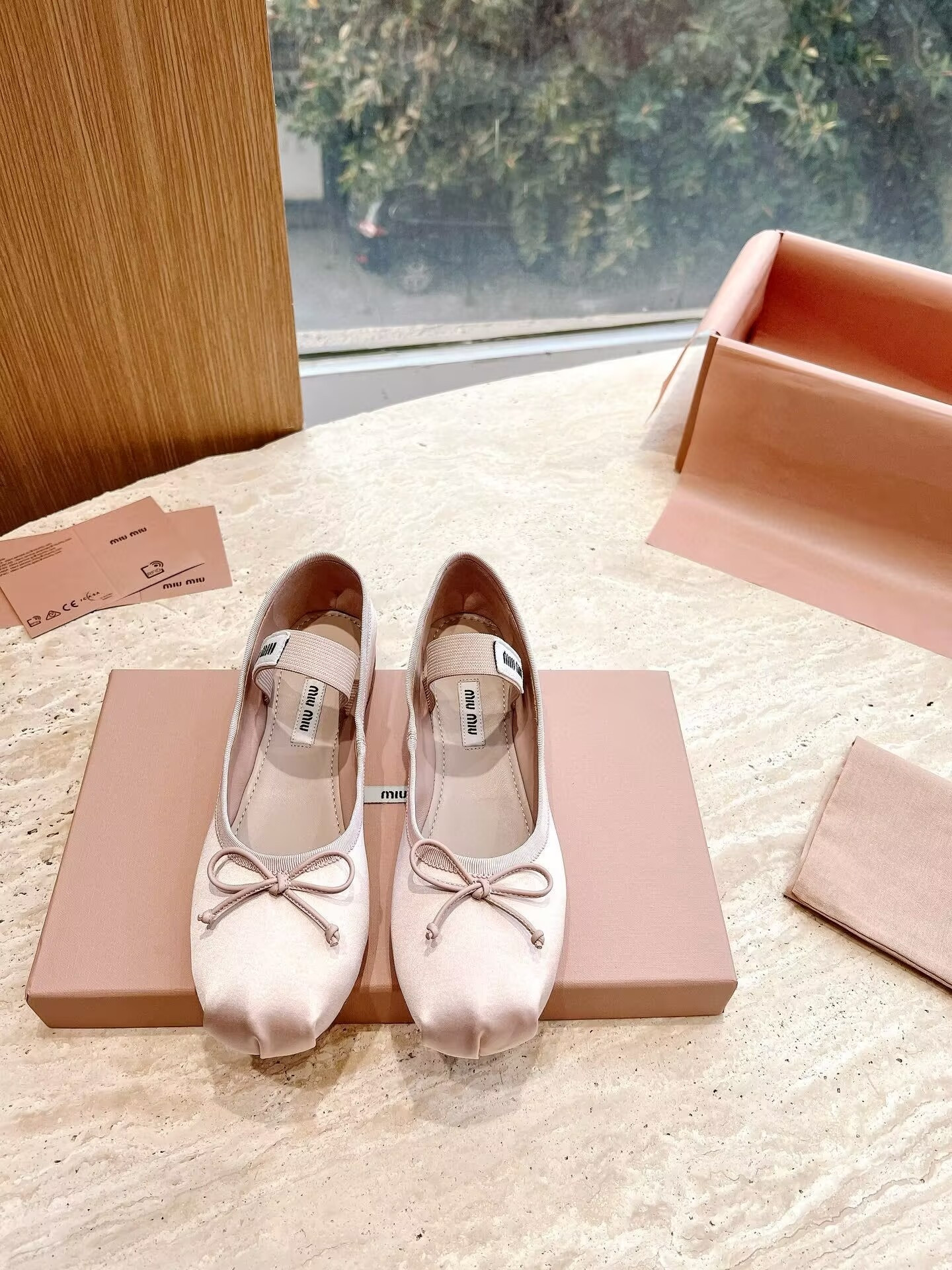 UA Miu Miu Satin Ballerinas