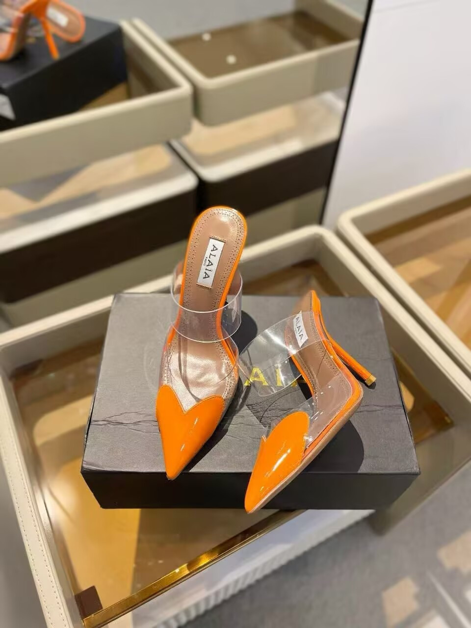 UA ALAÏA Le Coeur Mule Heart-Toe Slingback Pump 10.5cm Heel