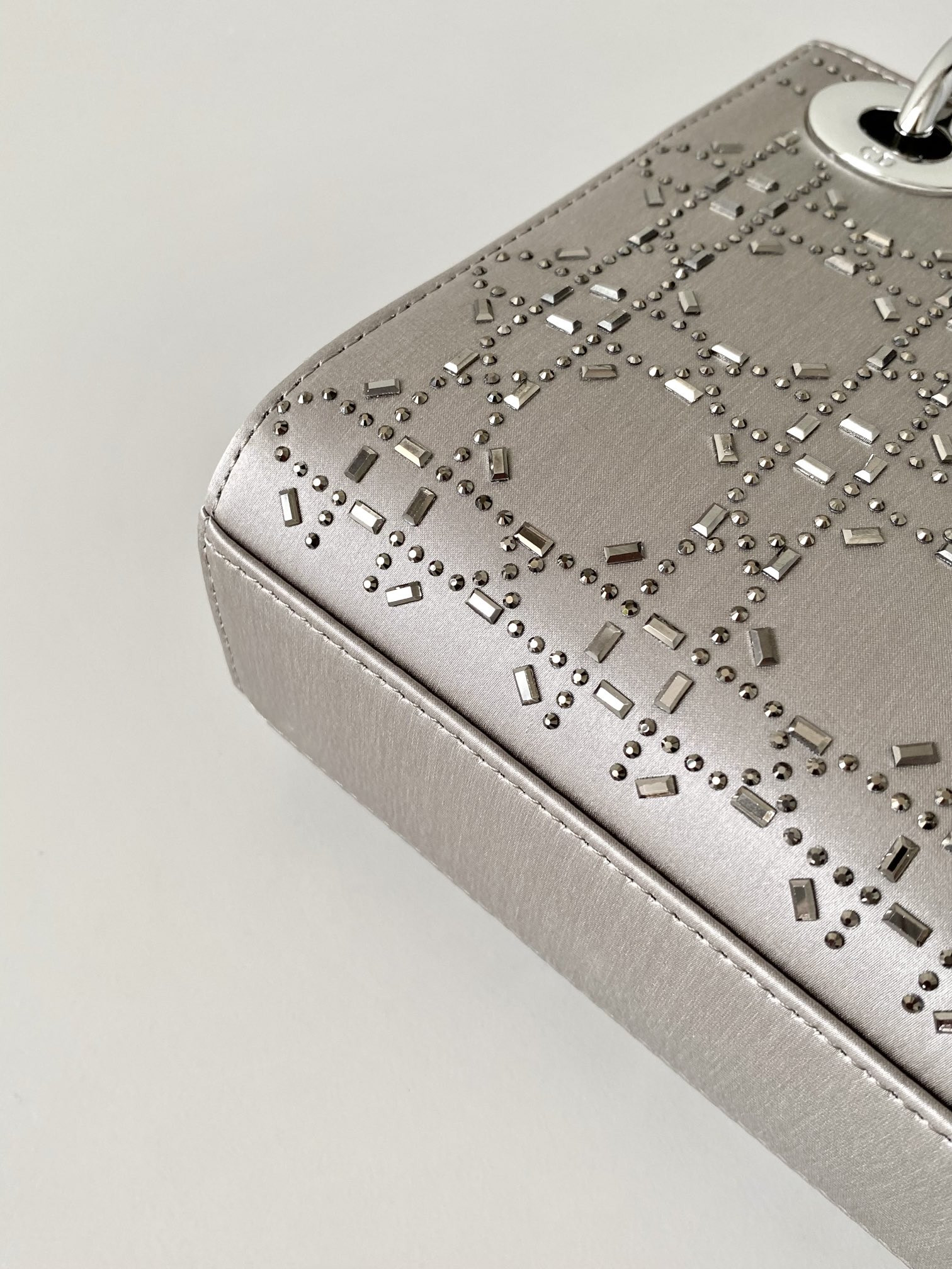 mini lady D*or bag gray 6.5 x 6 x 3 inches