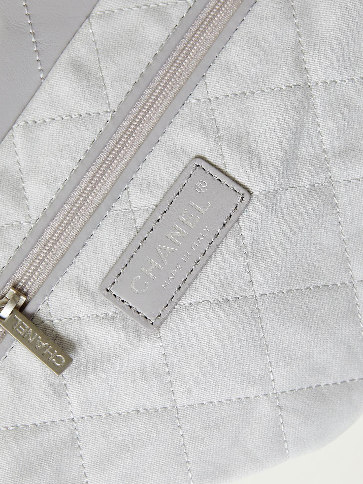 Ch*el 22 small handbag shiny calfskin grey 13.7×14.4×2.7 in