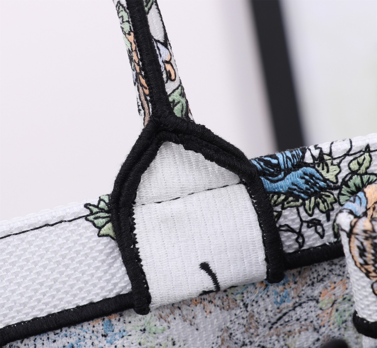 medium D*or book tote white multicolor toile de jouy mexico embroidery 14 x 11 x 6.5 inches