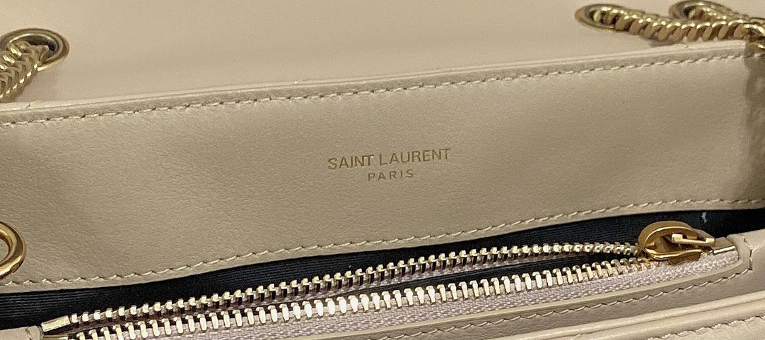 Y*L loulou small in quilted leather light beige 9 x 6.1 x 3.3 inches