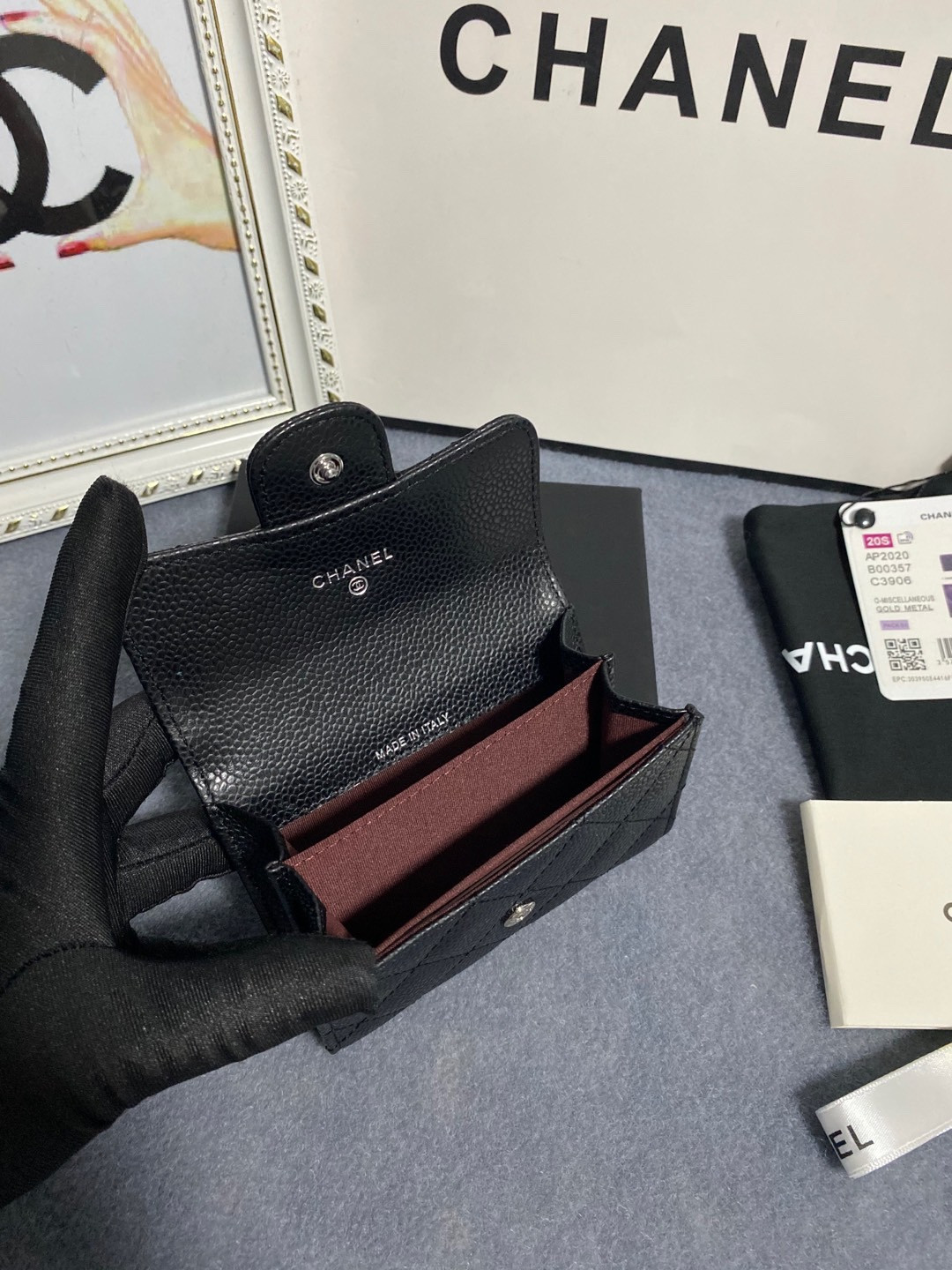 Ch*el flap wallet 12 x 8.5cm